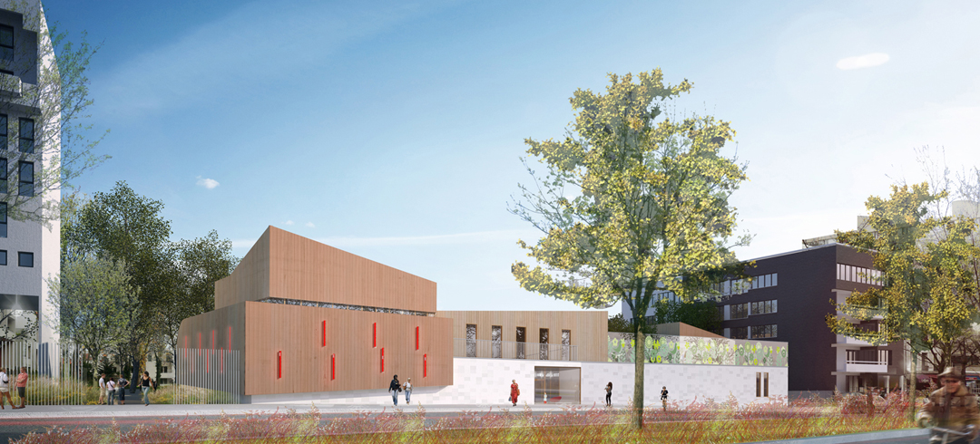 Groupe scolaire zéro énergie, centre de loisirs et jardin public de Montreuil